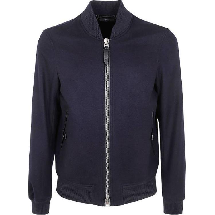 TOM FORD Solid Color Zip-Up Jacket Blue Long Sleeve Casual Style OBS038FMW042F24-HB825