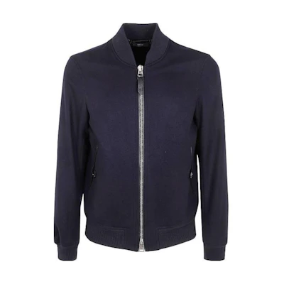 TOM FORD Solid Color Zip-Up Jacket Blue Long Sleeve Casual Style OBS038FMW042F24-HB825