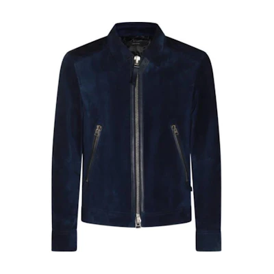 TOM FORD Solid Color Zip-Up Jacket Long Sleeve - Blue LBS051LMS001S23-HB910