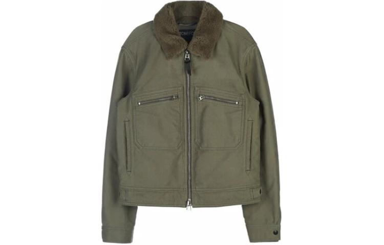 TOM FORD Solid Color Zip Jacket - Olive Green BA093TFO321S05