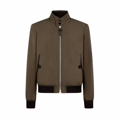 TOM FORD Solid Green Zip-Up Casual Jacket with Stand Collar OBG003FMC003S23-FG815