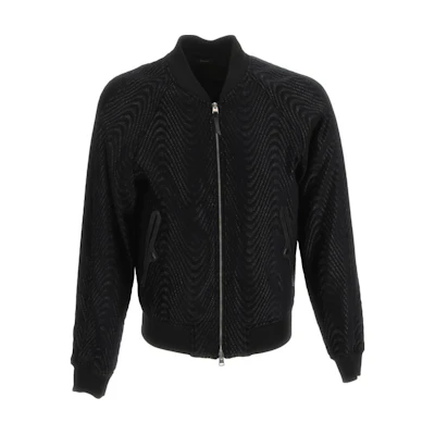 TOM FORD Solid V-Neck Zip-Up Jacket Black Long Sleeve OBS019FMV013LB999