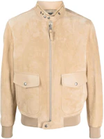 TOM FORD Solid Zip-Up Stand Collar Jacket Khaki Color LBS006LMS005S23JB255 TOM FORD Solid Zip-Up Stand Collar Jacket Khaki Color LBS006LMS005S23JB255