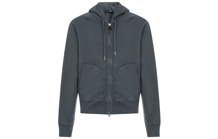 TOM FORD SS21 Logo Cotton Zip Hoodie Men’s Deep Green BW265TFJ986T07