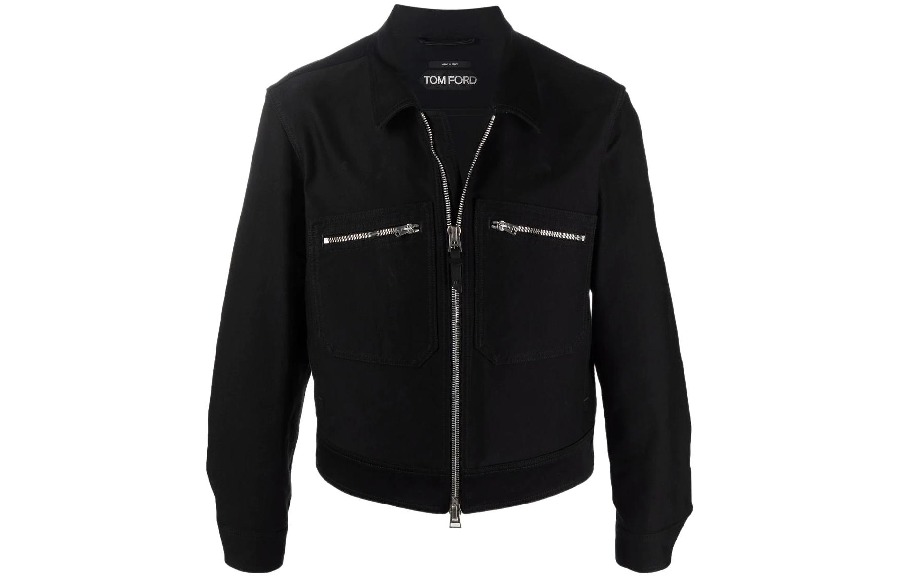 TOM FORD SS22 Brushed Effect Zip-Up Jacket Black BZ028TFO301-K09