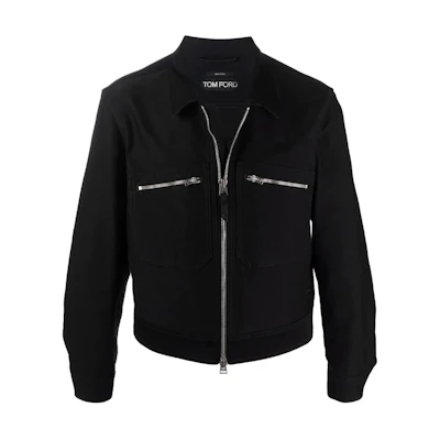 TOM FORD SS22 Brushed Effect Zip-Up Jacket Black BZ028TFO301-K09