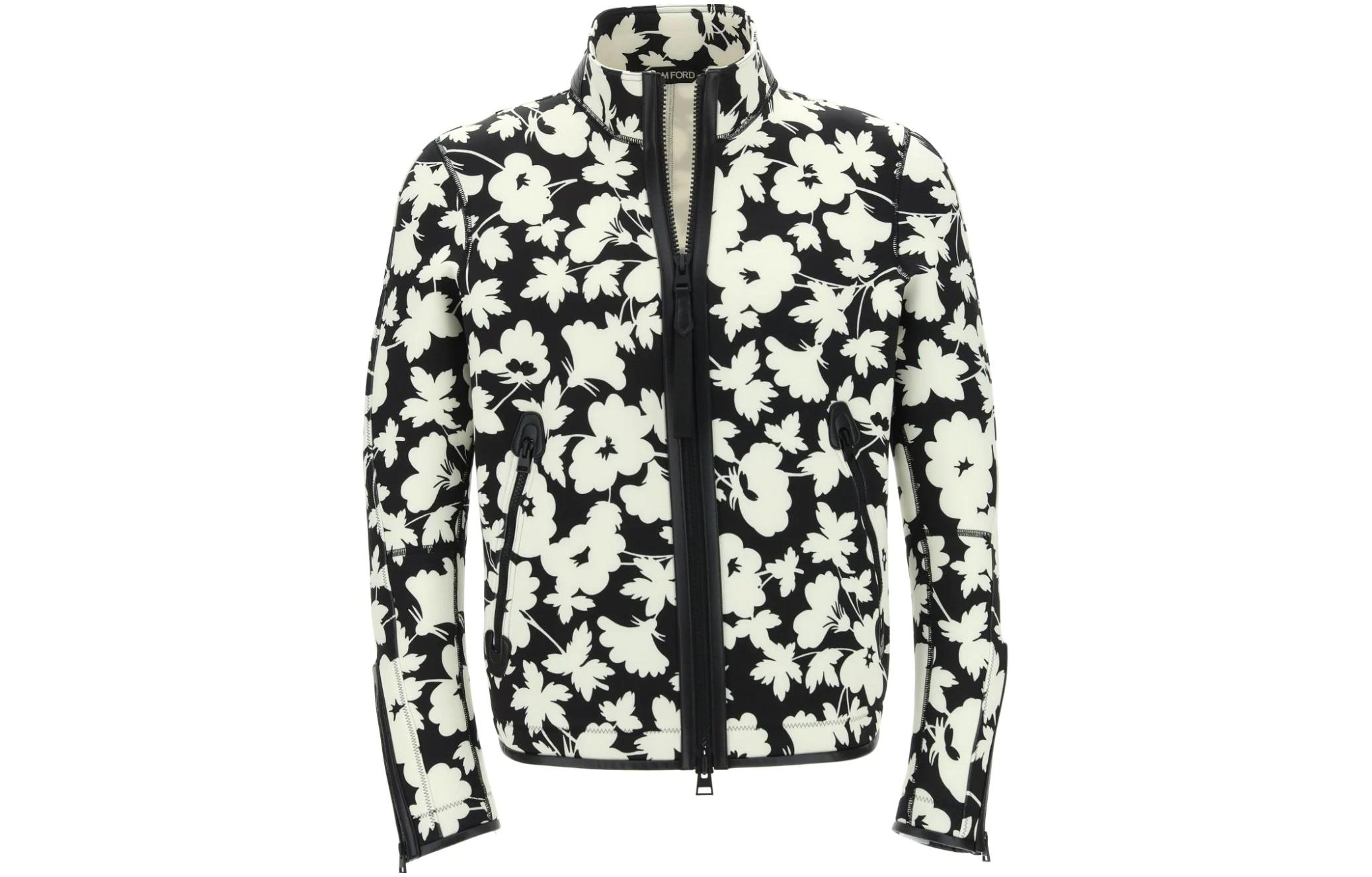 TOM FORD SS22 Floral Print High-Neck Jacket Black BZ208TFJ278101