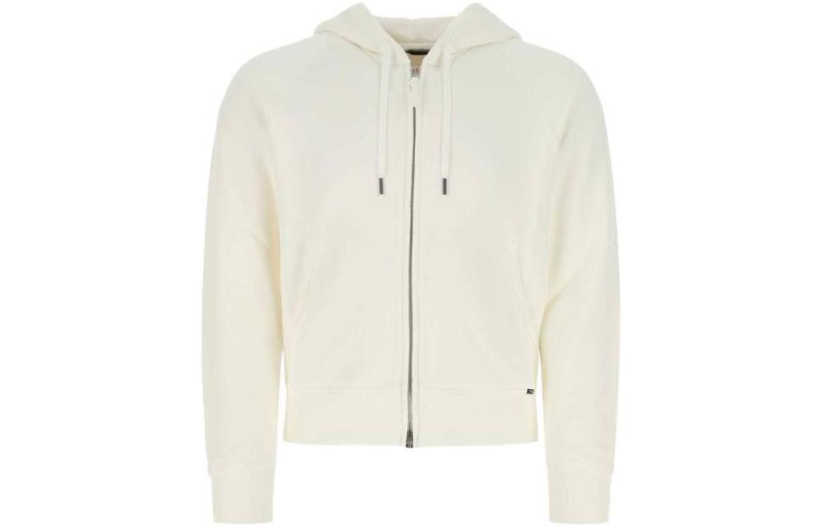 TOM FORD SS22 Solid Color Zip-Up Hoodie White BZ299TFJ272N