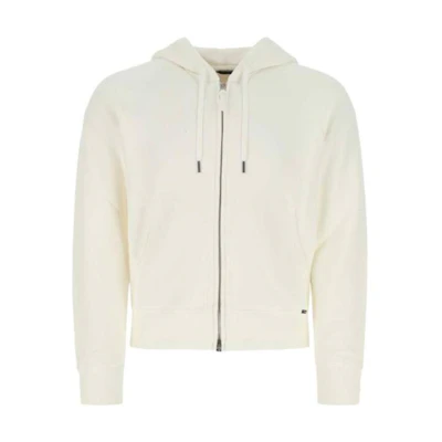 TOM FORD SS22 Solid Color Zip-Up Hoodie White BZ299TFJ272N