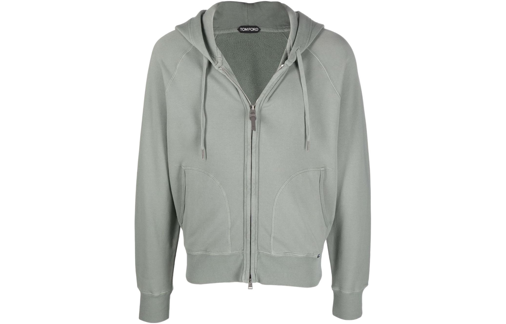 TOM FORD SS22 Solid Drawstring Hoodie Jacket - Gray BZ265TFJ986-T43