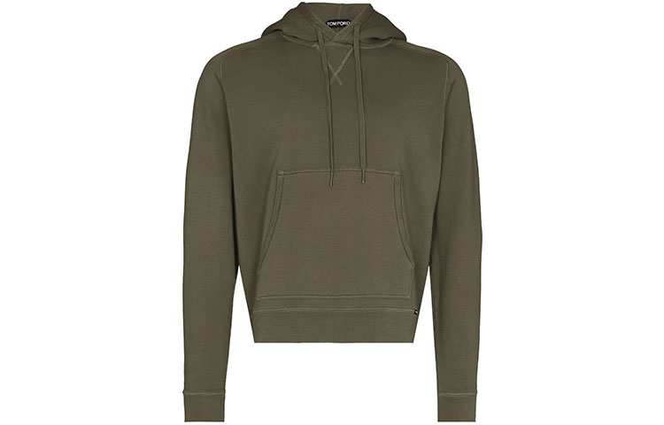 TOM FORD SS22 Solid Pullover Hoodie Military Green Hoodie BZ265T-FJ259-V47