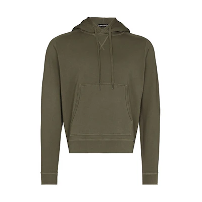 TOM FORD SS22 Solid Pullover Hoodie Military Green Hoodie BZ265T-FJ259-V47