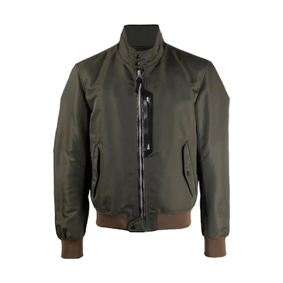 TOM FORD SS22 Solid Trim Zip Aviator Jacket Green BZ038TFO336V08