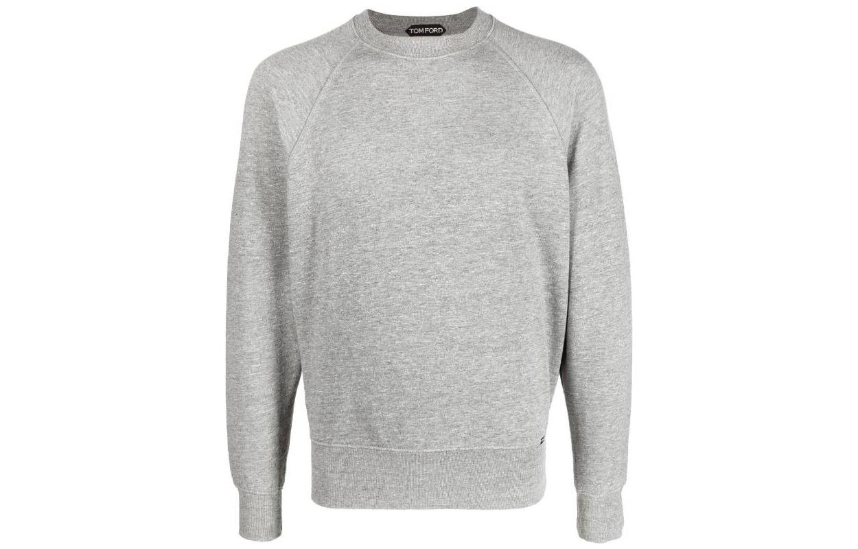 TOM FORD SS23 Grey Solid Color Crewneck Pullover Sweatshirt JCL002JMC004S23IG164