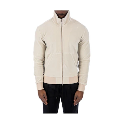 TOM FORD SS23 Light Gray Solid Zip-Up High-Collar Jacket JZL001JMC009S23-IG203