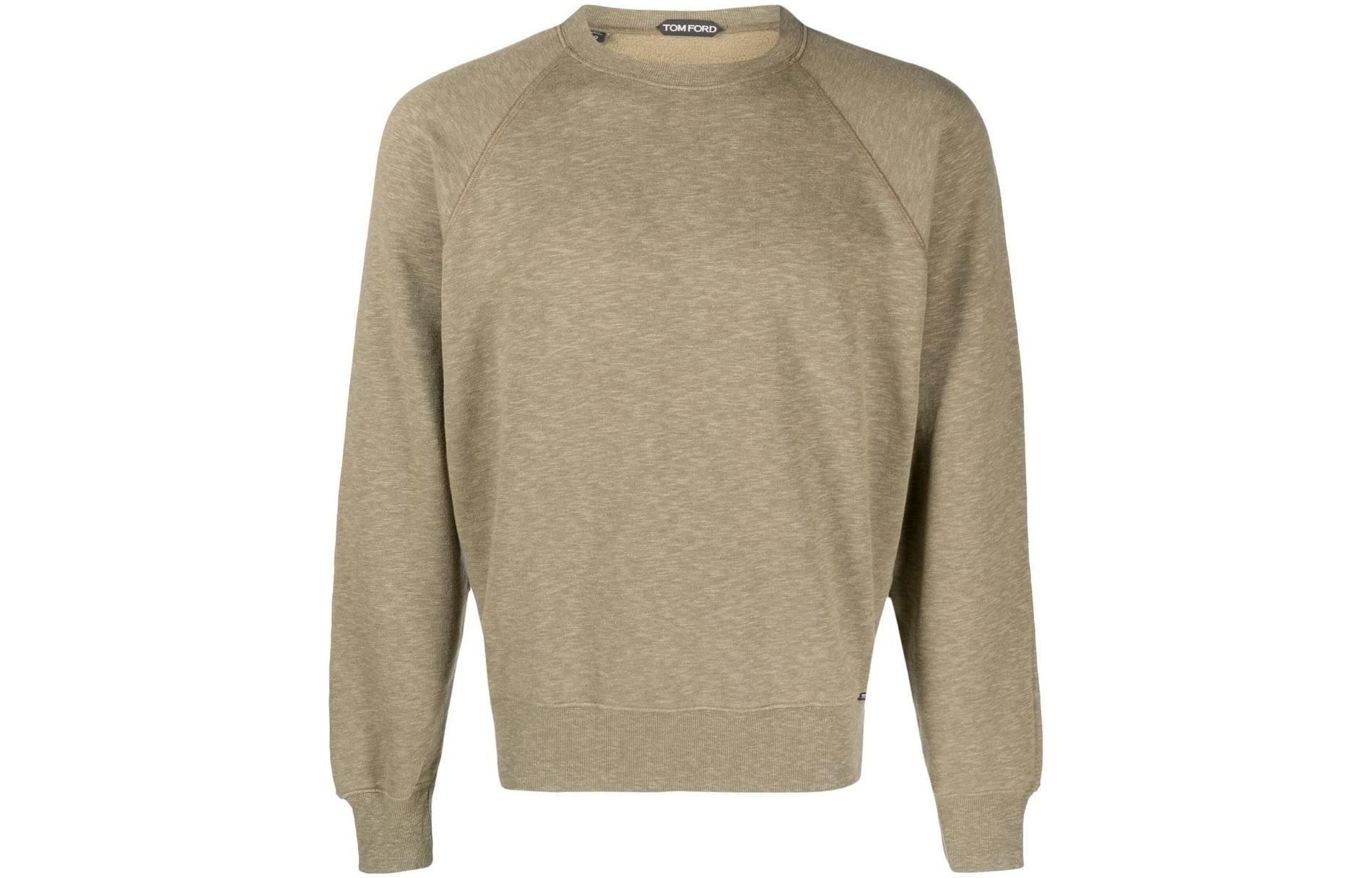 TOM FORD SS23 Solid Crewneck Knitted Sweatshirt in Fern Green JCL002JMC004-FG511