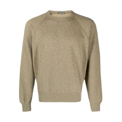 TOM FORD SS23 Solid Crewneck Knitted Sweatshirt in Fern Green JCL002JMC004-FG511