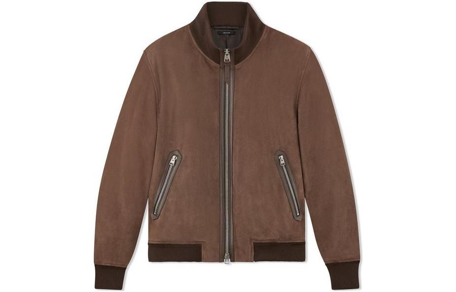 TOM FORD SS23 Suede Zip-Up Jacket Brown LBB001LMS003S23KB335