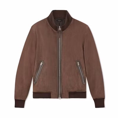 TOM FORD SS23 Suede Zip-Up Jacket Brown LBB001LMS003S23KB335