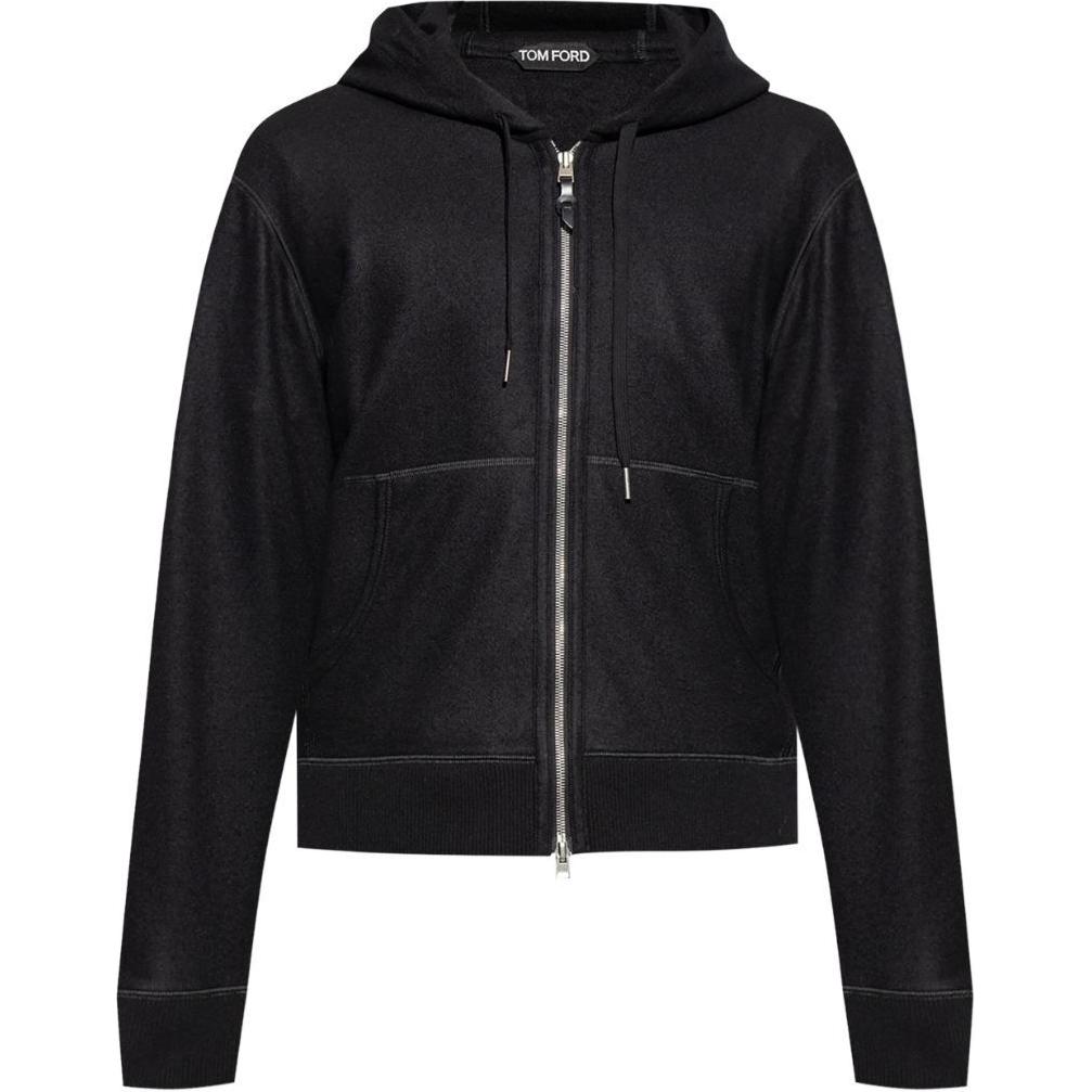 TOM FORD SS24 Black Solid Color Zip-Up Hoodie Jacket JDL014JMK004F24