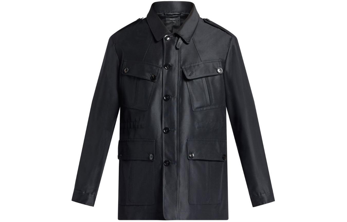 TOM FORD SS24 Black Solid Single-Breasted Long-Sleeve Jacket OJM011FMW027S24-LB999