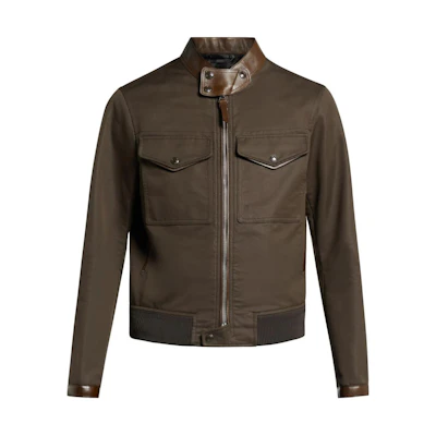 TOM FORD SS24 Chocolate Brown Colorblock Zip Long Sleeve Jacket OBS026FMC086F23