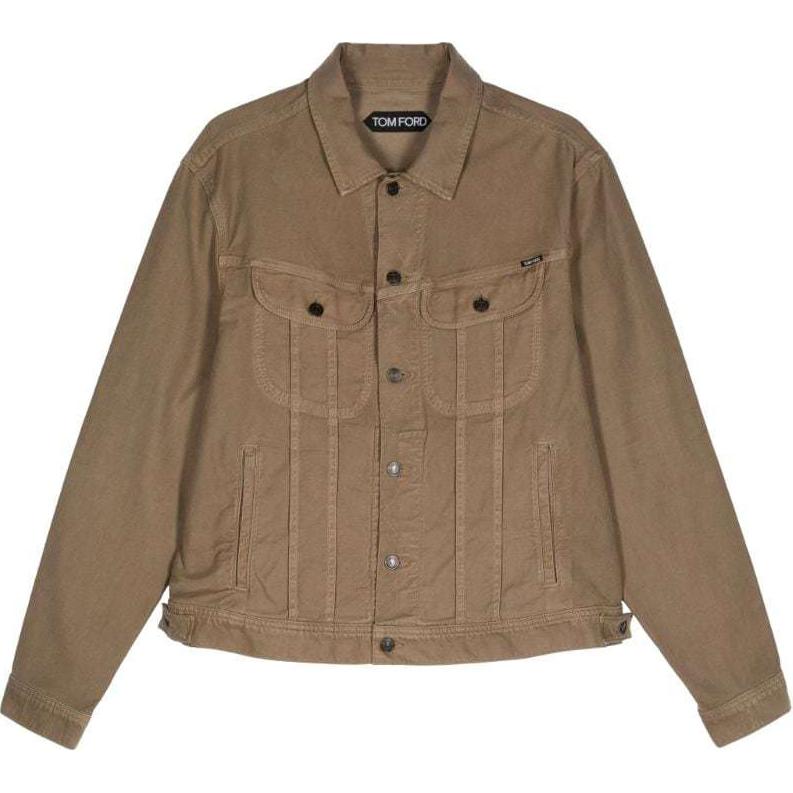 TOM FORD SS24 Khaki Single-Breasted Logo Jacket for Men DJI001DMC012S23