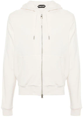 TOM FORD SS24 Hoodie Logo Patch Lengan Panjang Putih Gading Zip-Up JDL011JMD003S24AW004 Buy TOM FORD SS24 Hoodie Logo Patch Lengan Panjang Putih Gading Zip-Up JDL011JMD003S24AW004