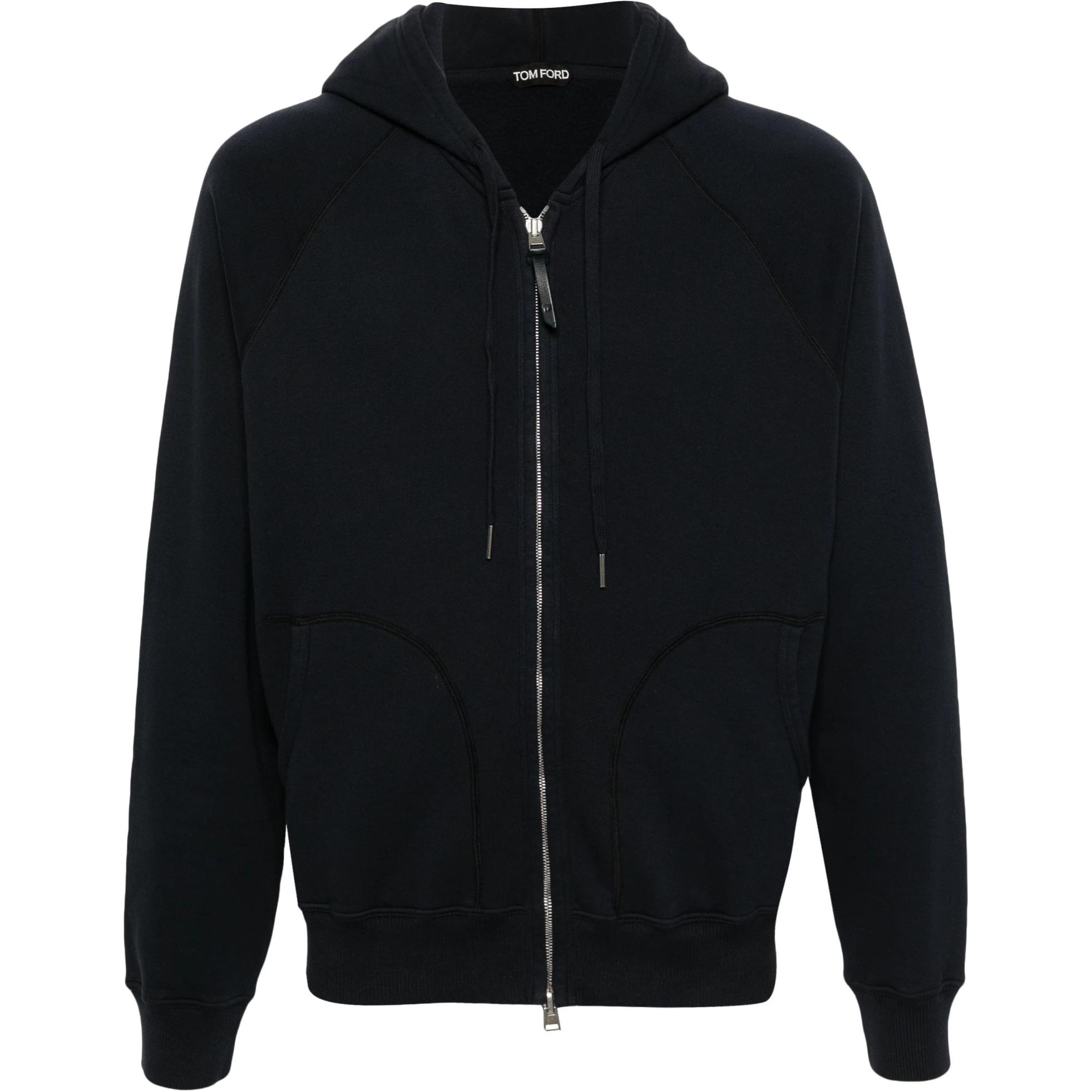 TOM FORD SS24 Navy Blue Colorblock Zipper Hoodie for Men JDL010JMC006S23-NAVY