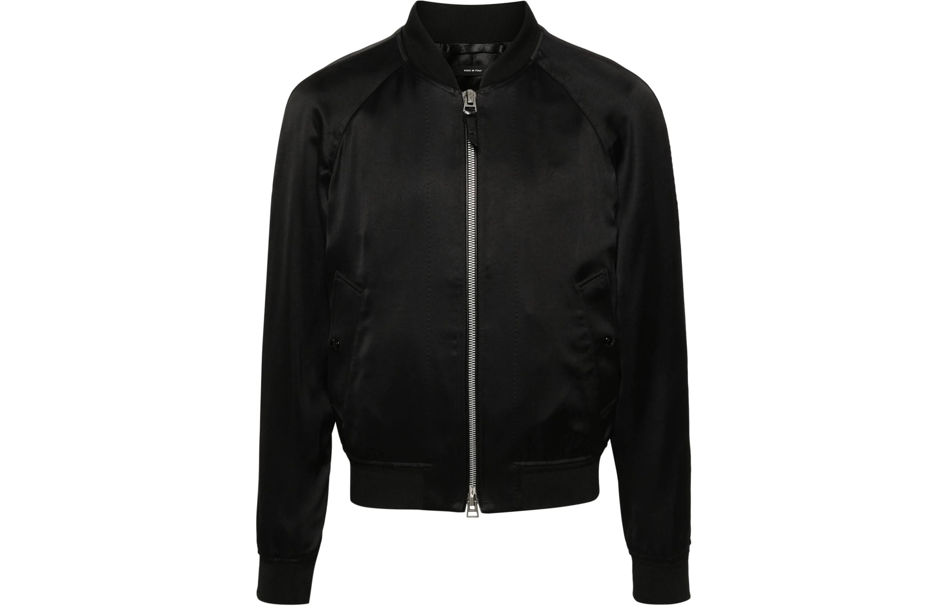 TOM FORD SS24 Solid Twill Bomber Jacket Black OBS028FMA003S24-LB999