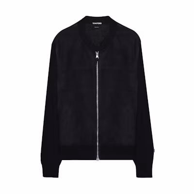 TOM FORD SS24 Solid Zip Long Sleeve Jacket - Dark Blue TFKG54BAM27B19
