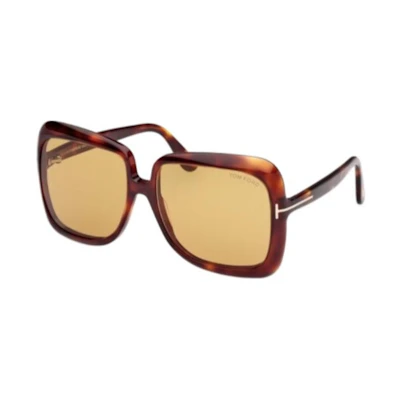 Tom Ford TF Acetate Butterfly Sunglasses Brown with Logo on Temples FT1156S