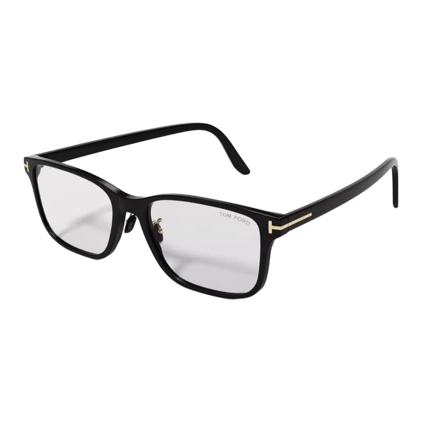 Tom Ford TF Black Optical Glasses, Irregular Frame, Unisex Couple Style, T Logo on Front. TF5926-D-B_001_55