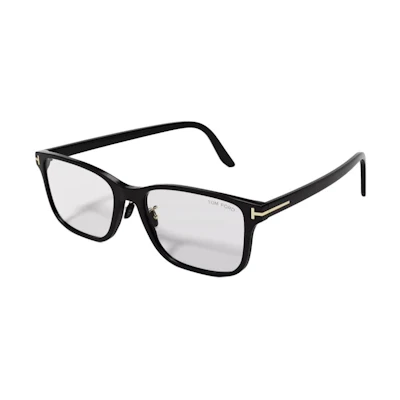 Tom Ford TF Black Optical Glasses, Irregular Frame, Unisex Couple Style, T Logo on Front. TF5926-D-B_001_55