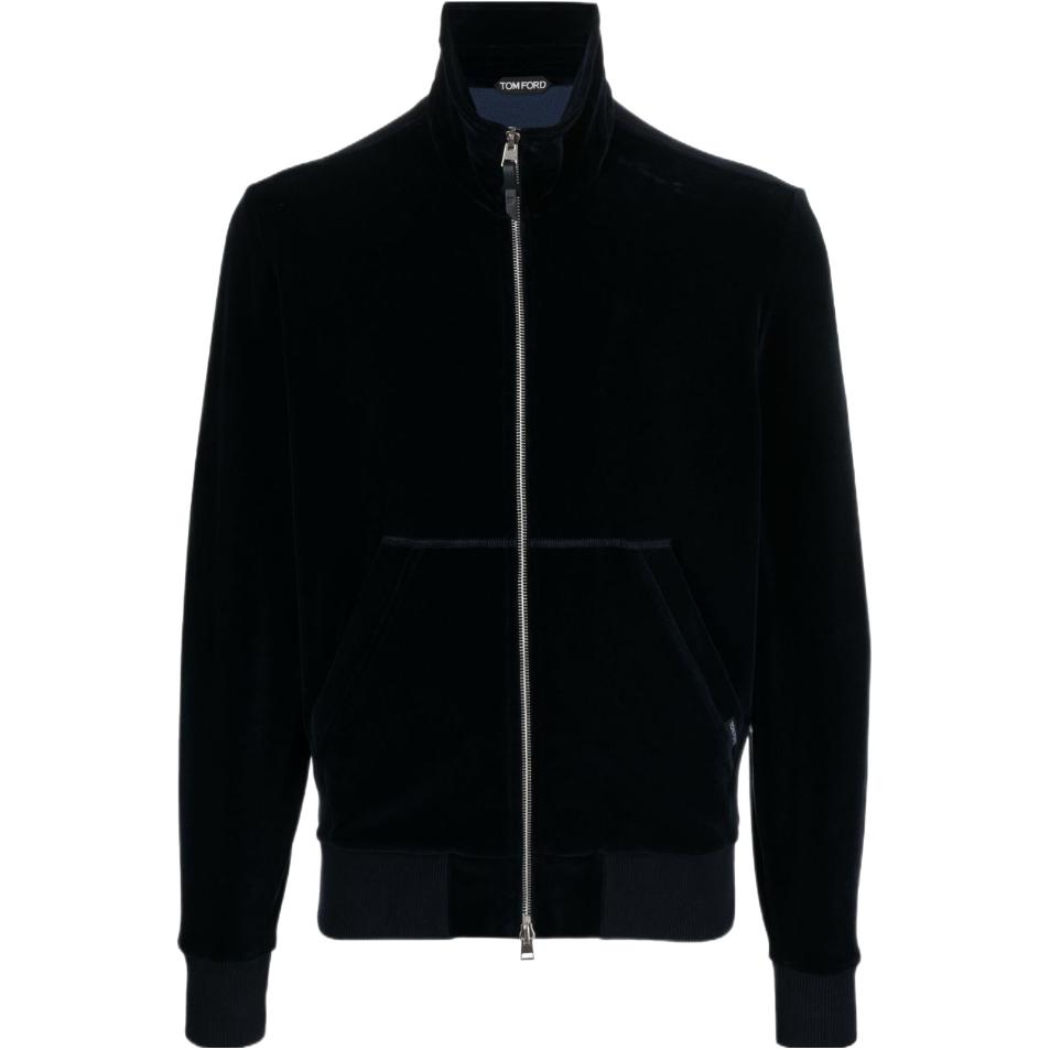 TOM FORD TF Black Solid Color Zip-Up Stand Collar Jacket JZL001JMC009S23-HB830