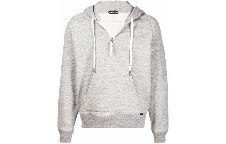 TOM FORD TF Drawstring Pullover Hoodie Grey TFJ239BY292K03