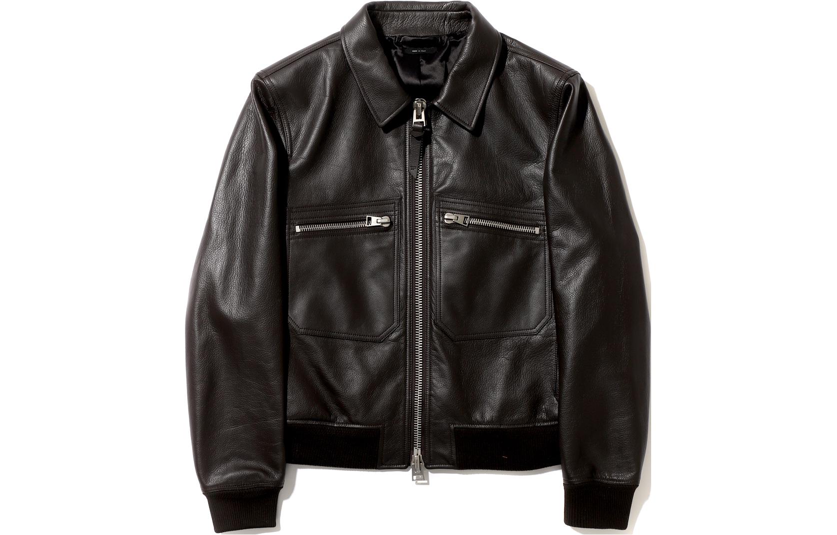 TOM FORD TF Faux Leather Lapel Zipper Jacket Black LBS003LMG006S23-KB950