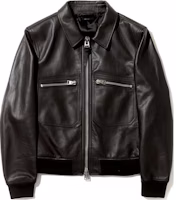 TOM FORD TF Faux Leather Lapel Zipper Jacket Black LBS003LMG006S23-KB950 TOM FORD TF Faux Leather Lapel Zipper Jacket Black LBS003LMG006S23-KB950