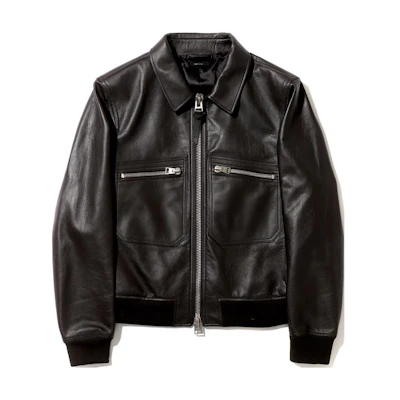 TOM FORD TF Faux Leather Lapel Zipper Jacket Black LBS003LMG006S23-KB950