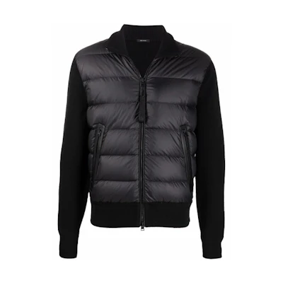 TOM FORD TF FW21 Colorblock Zip-Up Stand Collar Jacket Black TFKG57BYM2YK09