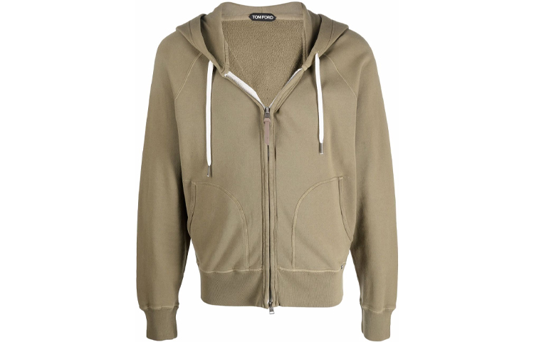 TOM FORD TF FW21 Green Casual Zip-Up Hoodie Jacket BY265TFJ986