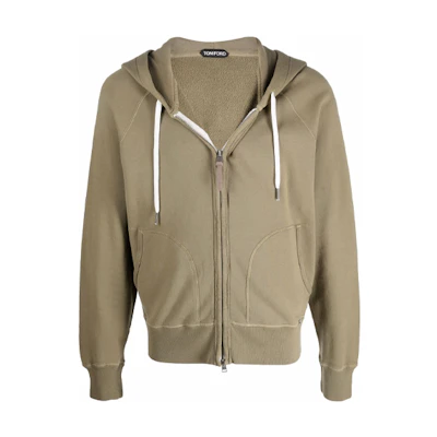 TOM FORD TF FW21 Green Casual Zip-Up Hoodie Jacket BY265TFJ986