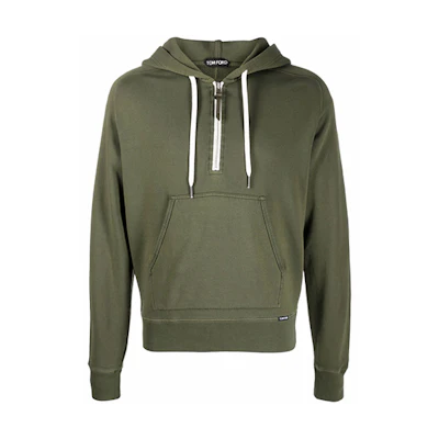 TOM FORD TF FW21 Green Hoodie with Zipper Details BY265-TFJ240-P44