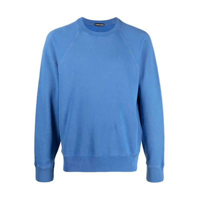TOM FORD TF FW21 Plain Long-Sleeve Crewneck Pullover Sweatshirt Blue BY265TFJ985-B05