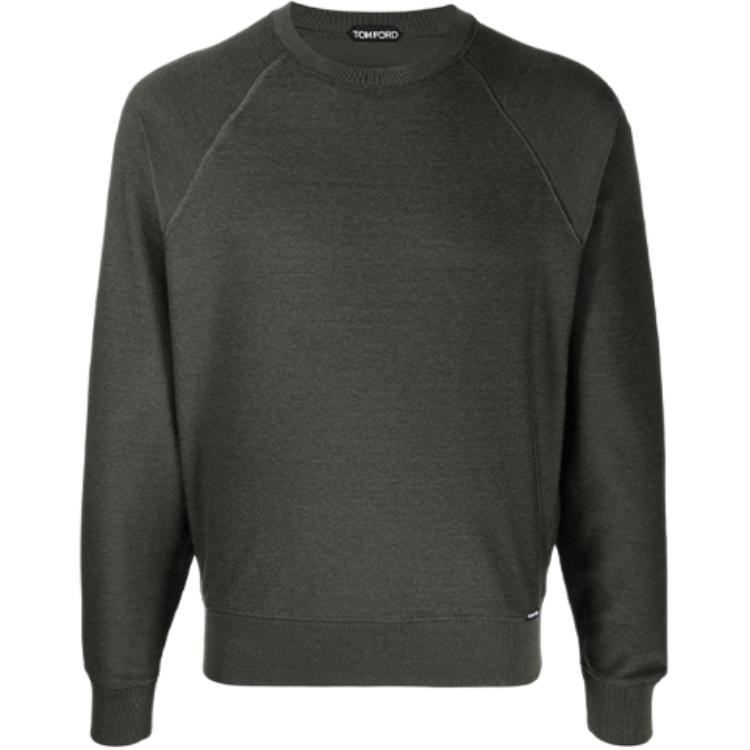 TOM FORD TF FW21 Solid Color Crewneck Sweatshirt Green BY294-TFJ244-V07