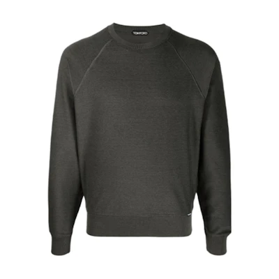 TOM FORD TF FW21 Solid Color Crewneck Sweatshirt Green BY294-TFJ244-V07