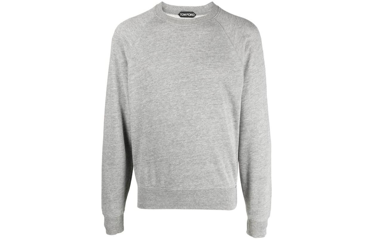 TOM FORD TF FW22 Gray Crewneck Fleece Pullover Sweatshirt Casual Solid Color TFJ310BA219K03