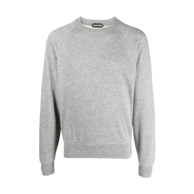 TOM FORD TF FW22 Gray Crewneck Fleece Pullover Sweatshirt Casual Solid Color TFJ310BA219K03