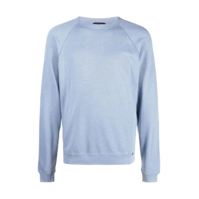 TOM FORD TF FW22 Solid Color Crewneck Pullover Sweatshirt Blue BA221TFJ313B03