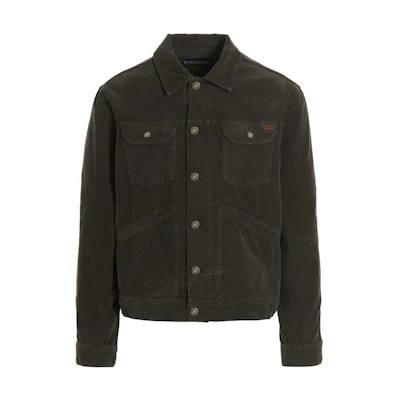 TOM FORD TF FW22 Solid Ribbed Single-Breasted Jacket Military Green BAJ39TFD116M07